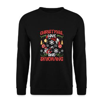 Fallschirm Skydive Weihnachten Liebe und Skydiving - Unisex Pullover - Schwarz - Vorne - Alina (178cm) & Michal (187cm)