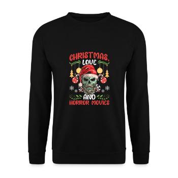 Horror Movie Kino Santa Weihanchten Liebe Horror - Unisex Pullover - Schwarz - Vorne - Alina (178cm) & Michal (187cm)