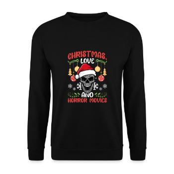 Horror Movie Kino Santa Weihanchten Liebe Horror - Unisex Pullover - Schwarz - Vorne - Alina (178cm) & Michal (187cm)
