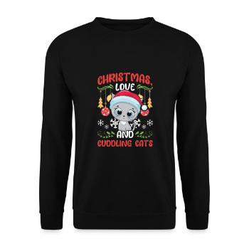 Cat Cuddle Animal Love Christmas, Love Cats - Unisex Sweatshirt - black - Front - Alina (178cm) & Michal (187cm)