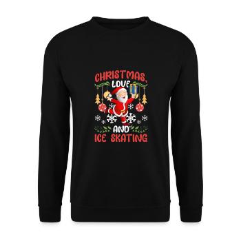 Eislaufen Eiskunstlauf Santa Weihnachten Liebe - Unisex Pullover - Schwarz - Vorne - Alina (178cm) & Michal (187cm)