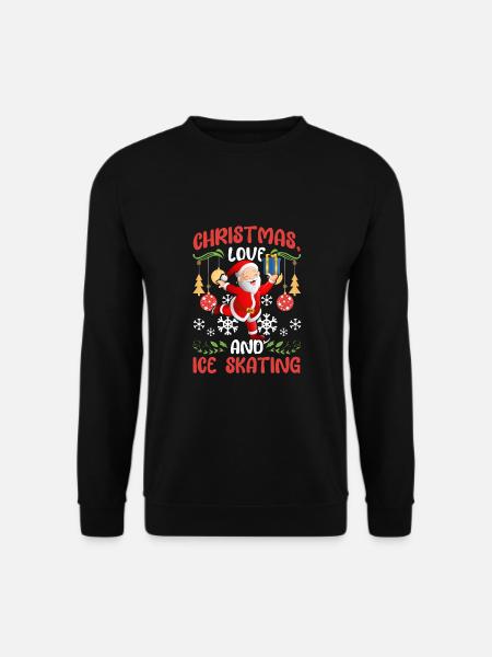 Eislaufen Eiskunstlauf Santa Weihnachten Liebe - Unisex Pullover - Schwarz