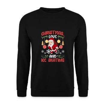 Eislaufen Eiskunstlauf Santa Weihnachten Liebe - Unisex Pullover - Schwarz - Vorne - Alina (178cm) & Michal (187cm)