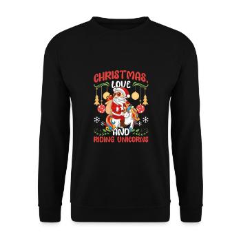 Einhorn Pferde Reitern Weihnachen Liebe Reiten - Unisex Pullover - Schwarz - Vorne - Alina (178cm) & Michal (187cm)