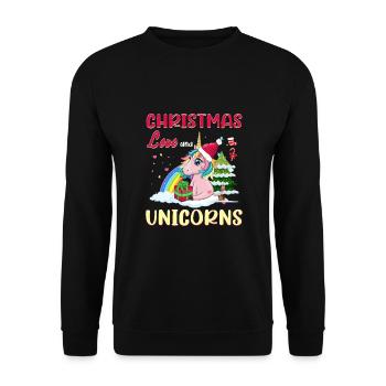 Einhorn Pferde Reitern Weihnachen Liebe Reiten - Unisex Pullover - Schwarz - Vorne - Alina (178cm) & Michal (187cm)