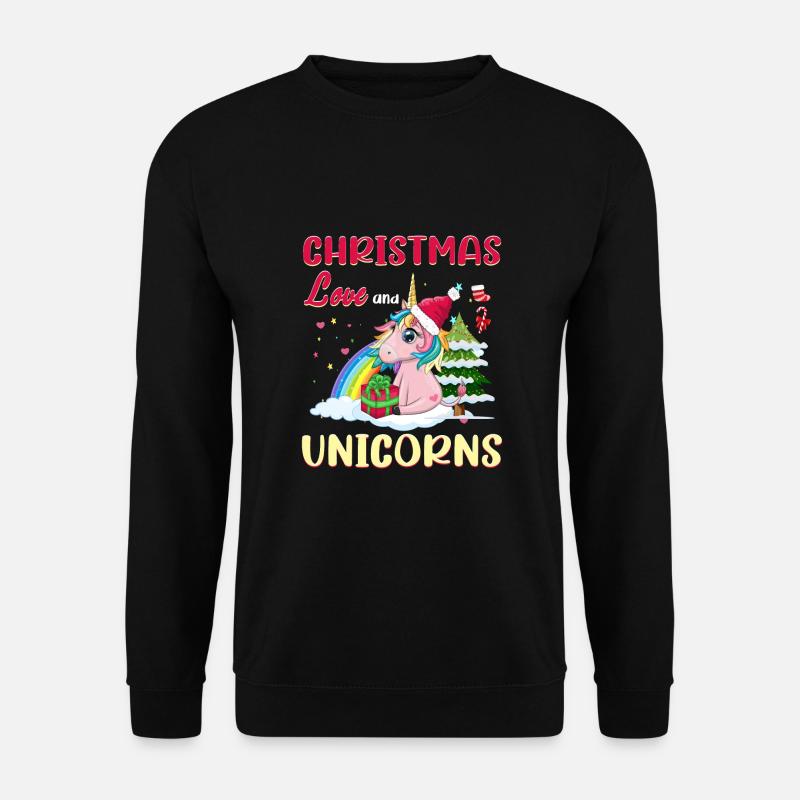 Einhorn Pferde Reitern Weihnachen Liebe Reiten - Unisex Pullover - Schwarz