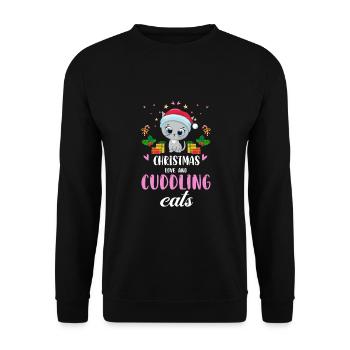 Câlin Chat Animal Amour Noël, Amour Chats - Sweat-shirt Unisexe - noir - Devant - Alina (178cm) & Michal (187cm)