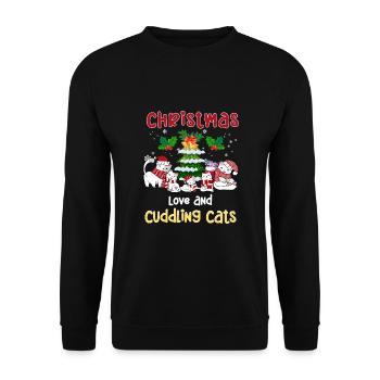 Câlin Chat Animal Amour Noël, Amour Chats - Sweat-shirt Unisexe - noir - Devant - Alina (178cm) & Michal (187cm)