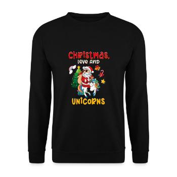Einhorn Pferde Reitern Weihnachen Liebe Reiten - Unisex Pullover - Schwarz - Vorne - Alina (178cm) & Michal (187cm)