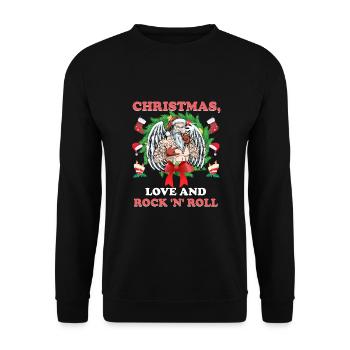Heavy Hard Metal Weihnachten, Liebe Rock 'n' Roll - Unisex Pullover - Schwarz - Vorne - Alina (178cm) & Michal (187cm)