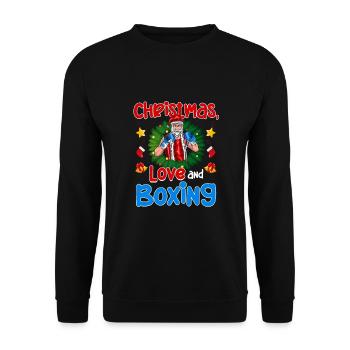 Christmas Love Boxing Boxer Weihnachtsgeschenk - Unisex Pullover - Schwarz - Vorne - Alina (178cm) & Michal (187cm)
