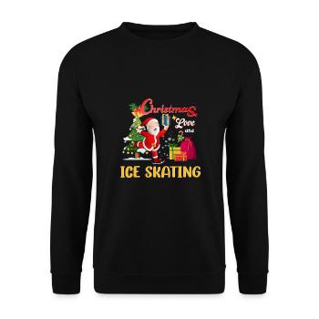 Eislaufen Eiskunstlauf Santa Weihnachten Liebe - Unisex Pullover - Schwarz - Vorne - Alina (178cm) & Michal (187cm)