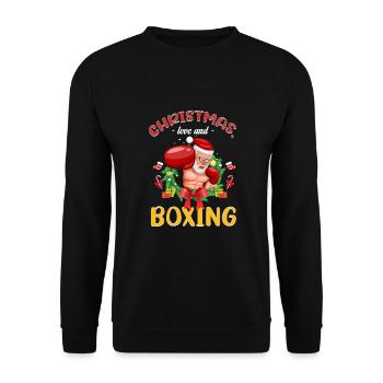 Christmas Love Boxing Boxer Weihnachtsgeschenk - Unisex Pullover - Schwarz - Vorne - Alina (178cm) & Michal (187cm)