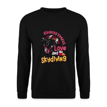 Fallschirm Skydive Weihnachten Liebe und Skydiving - Unisex Pullover - Schwarz - Vorne - Alina (178cm) & Michal (187cm)