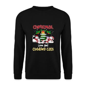 Câlin animal amour Noël, amour chats - Sweat-shirt Unisexe - noir - Devant - Alina (178cm) & Michal (187cm)