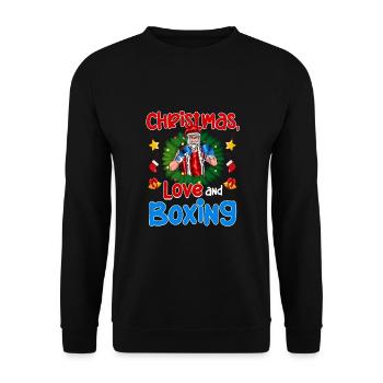 Christmas Love Boxing Boxer Weihnachtsgeschenk - Unisex Pullover - Schwarz - Vorne - Alina (178cm) & Michal (187cm)