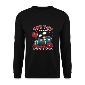 4ème anniversaire, 4 ans trains Lok Kids Boy Boy train - Sweat-shirt Unisexe - noir - Devant - Alina (178cm) & Michal (187cm)