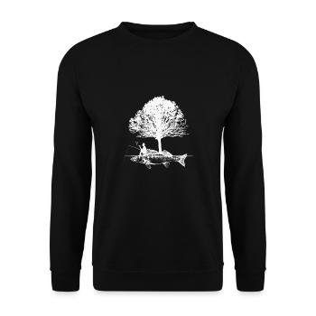 Angler outfit for fishing and fishing, fish - Unisex Sweatshirt - black - Front - Alina (178cm) & Michal (187cm)