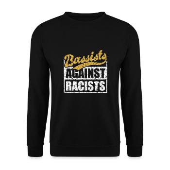Bassisten gegen Rassisten Bassspieler gegen Rechts - Unisex Pullover - Schwarz - Vorne - Alina (178cm) & Michal (187cm)