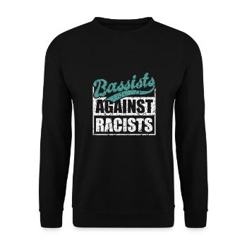 Bassisten gegen Rassisten Bassspieler gegen Rechts - Unisex Pullover - Schwarz - Vorne - Alina (178cm) & Michal (187cm)
