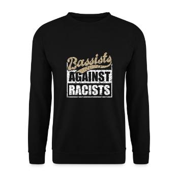 Bassisten gegen Rassisten Bassspieler gegen Rechts - Unisex Pullover - Schwarz - Vorne - Alina (178cm) & Michal (187cm)