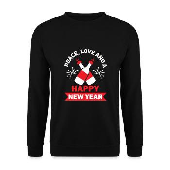 Réveillon du Nouvel An, Paix, Amour, Bonne Année - Sweat-shirt Unisexe - noir - Devant - Alina (178cm) & Michal (187cm)