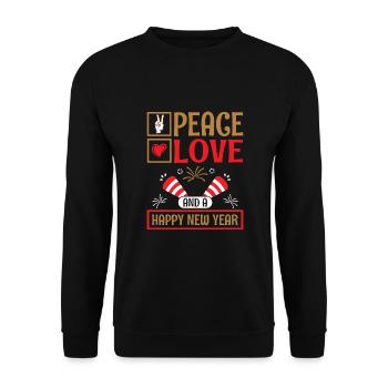 Réveillon du Nouvel An, Paix, Amour, Bonne Année - Sweat-shirt Unisexe - noir - Devant - Alina (178cm) & Michal (187cm)