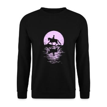Pferd Reiter Outfit für Mädchen die Pferde lieben - Unisex Pullover - Schwarz - Vorne - Alina (178cm) & Michal (187cm)