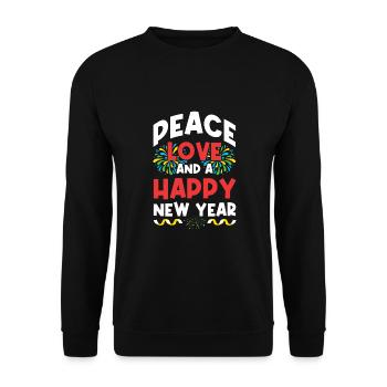 Réveillon du Nouvel An, Paix, Amour, Bonne Année - Sweat-shirt Unisexe - noir - Devant - Alina (178cm) & Michal (187cm)