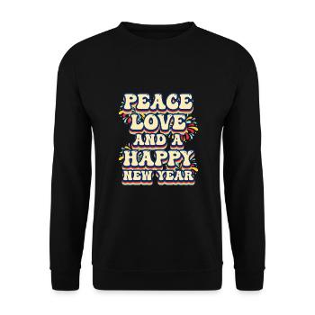 Réveillon du Nouvel An, Paix, Amour, Bonne Année - Sweat-shirt Unisexe - noir - Devant - Alina (178cm) & Michal (187cm)