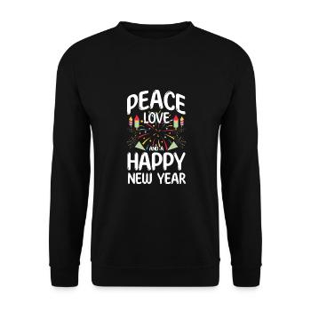 Réveillon du Nouvel An, Paix, Amour, Bonne Année - Sweat-shirt Unisexe - noir - Devant - Alina (178cm) & Michal (187cm)