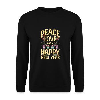 Réveillon du Nouvel An, Paix, Amour, Bonne Année - Sweat-shirt Unisexe - noir - Devant - Alina (178cm) & Michal (187cm)