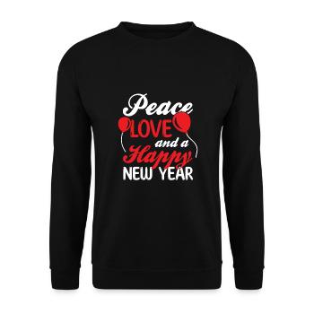 Réveillon du Nouvel An, Paix, Amour, Bonne Année - Sweat-shirt Unisexe - noir - Devant - Alina (178cm) & Michal (187cm)