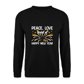 Réveillon du Nouvel An, Paix, Amour, Bonne Année - Sweat-shirt Unisexe - noir - Devant - Alina (178cm) & Michal (187cm)