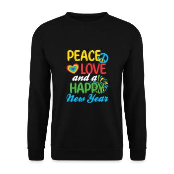 Réveillon du Nouvel An, Paix, Amour, Bonne Année - Sweat-shirt Unisexe - noir - Devant - Alina (178cm) & Michal (187cm)