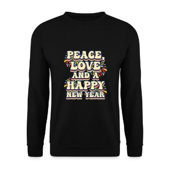 Réveillon du Nouvel An, Paix, Amour, Bonne Année - Sweat-shirt Unisexe - noir - Devant - Alina (178cm) & Michal (187cm)