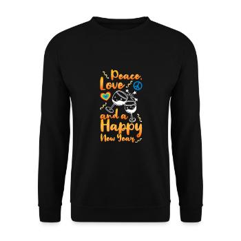 Réveillon du Nouvel An, Paix, Amour, Bonne Année - Sweat-shirt Unisexe - noir - Devant - Alina (178cm) & Michal (187cm)