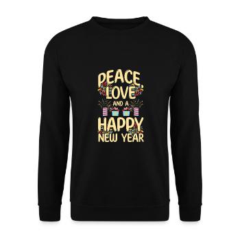 Réveillon du Nouvel An, Paix, Amour, Bonne Année - Sweat-shirt Unisexe - noir - Devant - Alina (178cm) & Michal (187cm)