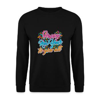 Réveillon du Nouvel An, Paix, Amour, Bonne Année - Sweat-shirt Unisexe - noir - Devant - Alina (178cm) & Michal (187cm)