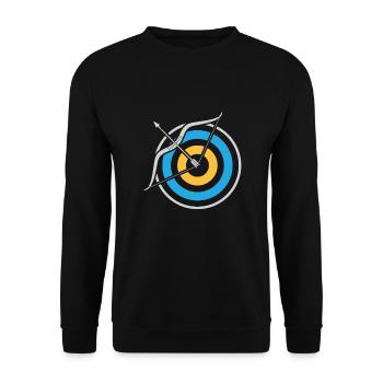 Bogensport Bogenschütze Bogenschießen Pfeil Bogen - Unisex Pullover - Schwarz - Vorne - Alina (178cm) & Michal (187cm)