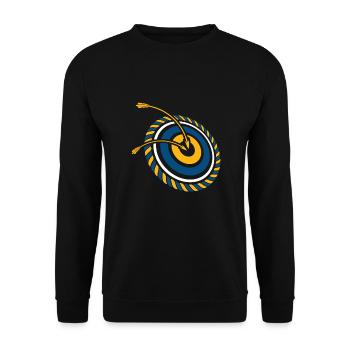 Bogensport Bogenschütze Bogenschießen Pfeil Bogen - Unisex Pullover - Schwarz - Vorne - Alina (178cm) & Michal (187cm)