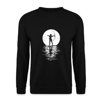 Bogensport Bogenschütze Bogenschießen Pfeil Bogen - Unisex Pullover - Schwarz - Vorne - Alina (178cm) & Michal (187cm)