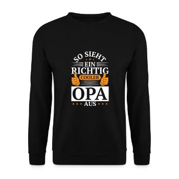 Opa, bester Großvater Super Opi, Nichte Enkel - Unisex Pullover - Schwarz - Vorne - Alina (178cm) & Michal (187cm)