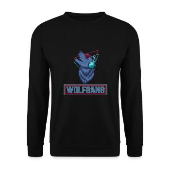 WOLFGANG Nom Tenue de loup pour le jour du nom avec le nom - Sweat-shirt Unisexe - noir - Devant - Alina (178cm) & Michal (187cm)