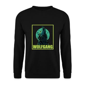 WOLFGANG Nom Tenue de loup pour le jour du nom avec le nom - Sweat-shirt Unisexe - noir - Devant - Alina (178cm) & Michal (187cm)