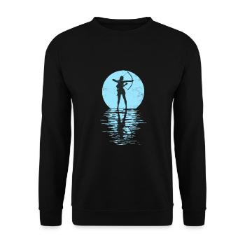 Bogensport Bogenschütze Bogenschießen Pfeil Bogen - Unisex Pullover - Schwarz - Vorne - Alina (178cm) & Michal (187cm)