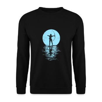 Bogensport Bogenschütze Bogenschießen Pfeil Bogen - Unisex Pullover - Schwarz - Vorne - Alina (178cm) & Michal (187cm)