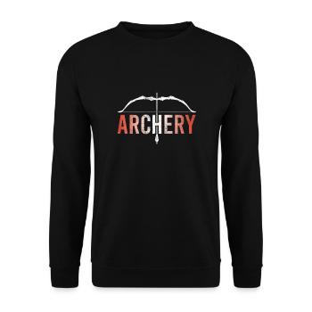 Bogensport Bogenschütze Bogenschießen Pfeil Bogen - Unisex Pullover - Schwarz - Vorne - Alina (178cm) & Michal (187cm)