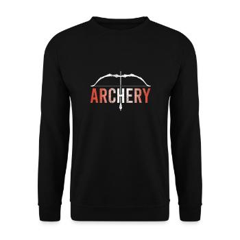 Bogensport Bogenschütze Bogenschießen Pfeil Bogen - Unisex Pullover - Schwarz - Vorne - Alina (178cm) & Michal (187cm)
