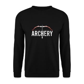 Bogensport Bogenschütze Bogenschießen Pfeil Bogen - Unisex Pullover - Schwarz - Vorne - Alina (178cm) & Michal (187cm)